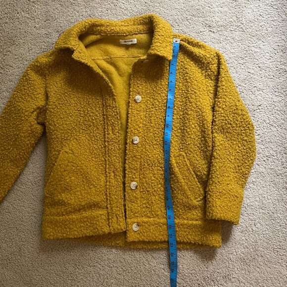 *Madewell* Mustard Yellow Bouclé Bomber | Yellow Teddy Jacket | XXS | Oversized - Picture 5 of 15